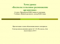 Тема урока: Бесполое и половое размножение организмов 6 класс. Программа