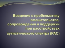 Введение в проблематику вмешательства, сопровождения и поддержки при