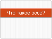 Что такое эссе?