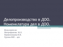 Делопроизводство в ДОО. Номенклатура дел в ДОО