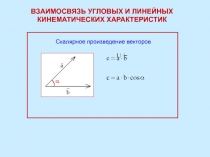 ВЗАИМОСВЯЗЬ УГЛОВЫХ И ЛИНЕЙНЫХ КИНЕМАТИЧЕСКИХ ХАРАКТЕРИСТИК
Скалярное