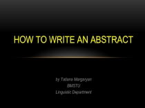 How to Write an Abstract