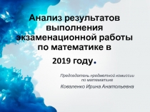 Анализ результатов выполнения экзаменационной работы по математике в 2019 году