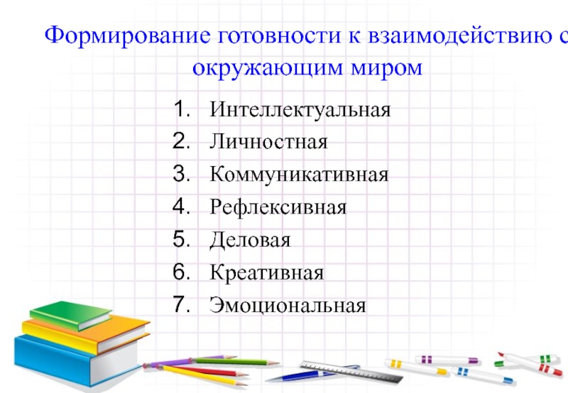 Формирование готовности. 1. Готовность взаимодействовать с окружающим миром. Готовность взаимодействовать с окружающим миром. Готовность взаимодействовать.