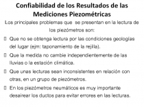 Confiabilidad de los Resultados de las Mediciones Piezométricas