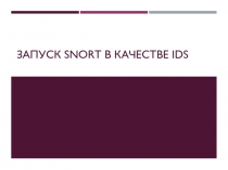 Запуск Snort в качестве IDS