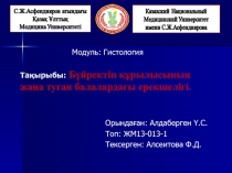 Тақырыбы: Бүйректің құрылысының жаңа туған балалардағы ерекшелігі