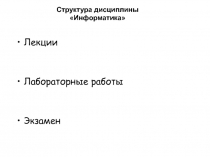 Структура дисциплины Информатика