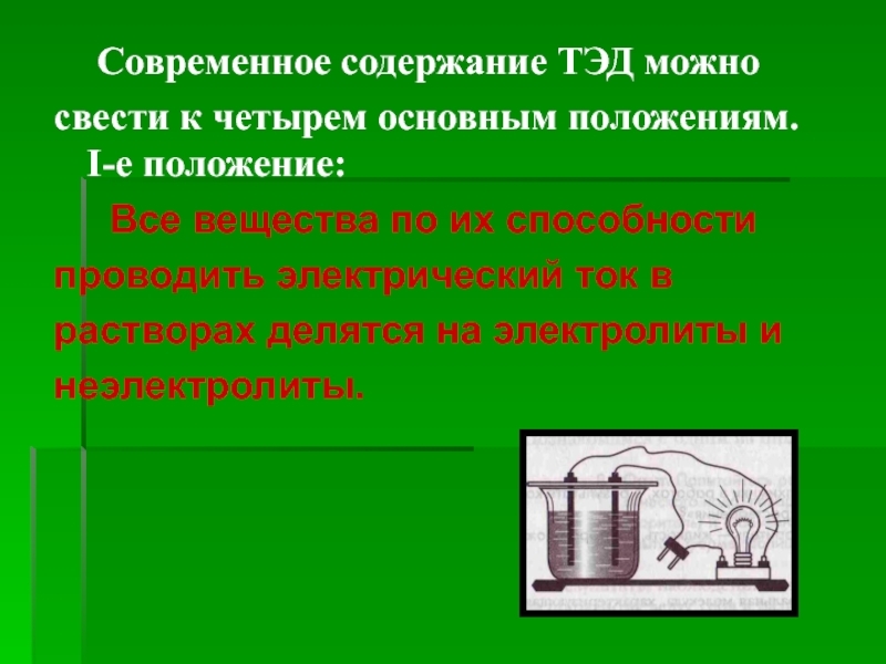 Твердые вещества не проводящие ток. Основные положения теории электролитической диссоциации Тэд. Вещества по их способности проводить ток в растворах делят на. Основные положения Тэд. Вещества проводящие электрический ток.