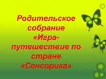 Родительское собрание
Игра-путешествие по стране  Сенсорика