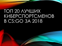 Топ 20 лучших киберспортсменов в CS:GO за 2018