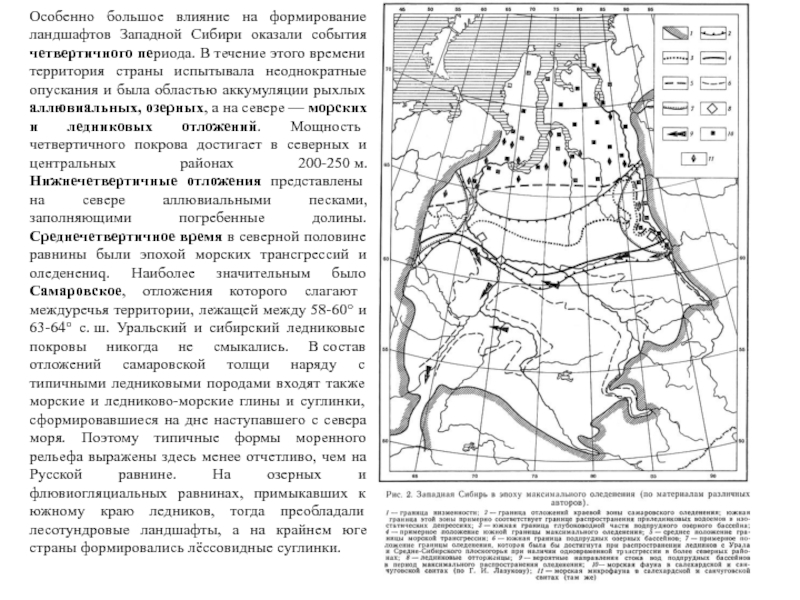Состав западной сибири 9 класс география. Типы ландшафта Западной Сибири. Карта Западной Сибири четвертичные отложения.