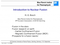 HSB, SU2001, 17.9.01
Max-Planck Institut
für Plasmaphysik
Introduction to