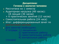 Дисциплина: Гигиена и экология человека