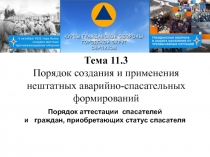 Тема 11.3
Порядок создания и применения нештатных аварийно-спасательных