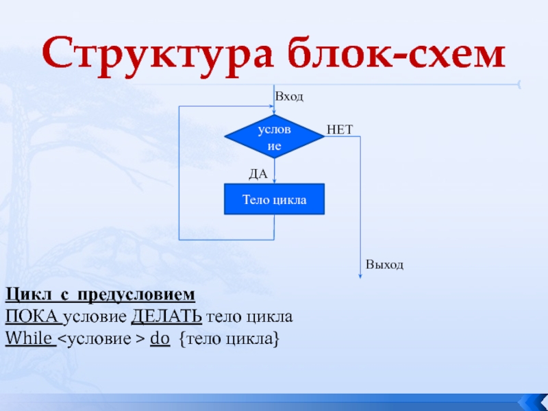 Цикл с предусловием блок схема