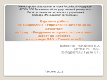 Курсовая работа по дисциплине Управление затратами на качество на тему: