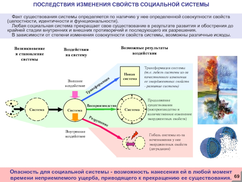 Последствия изменений в организации. Свойства социальной системы. Последствия существования организации. Позитивные последствия существования организации. Последствия изменений.