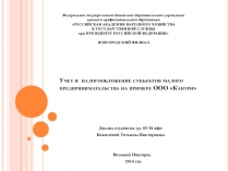 Учет и налогообложение субъектов малого предпринимательства на примере ООО