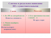 Слитное и раздельное написание НЕ с существительными