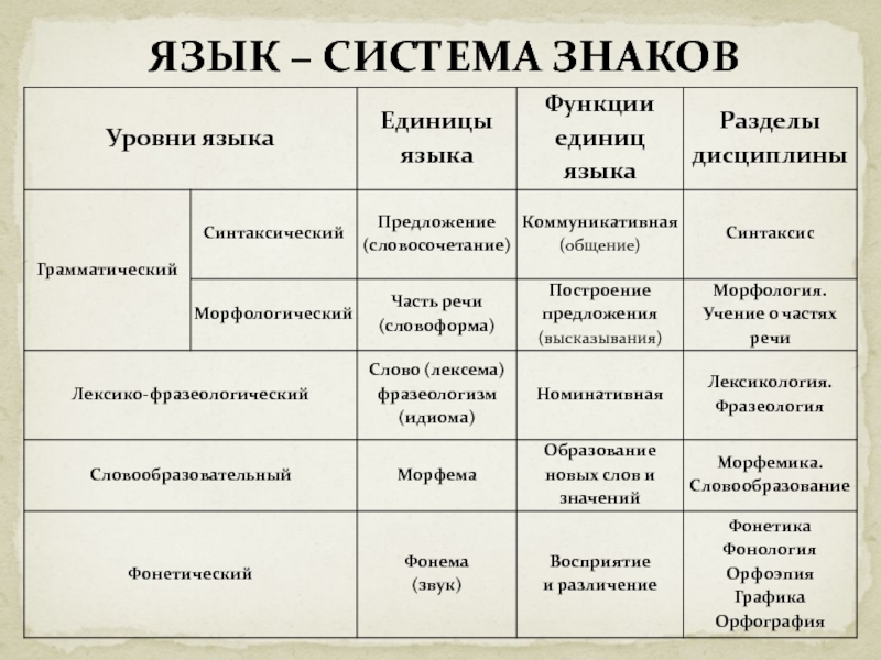 Разделы русского языка презентация