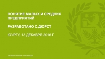 Понятие малых и средних предприятий разработано С.дюрст ЮУрГУ, 13 декабря 2016