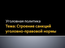 Тема: Строение санкций уголовно-правовой нормы