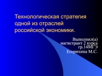 Технологическая стратегия одной из отраслей российской экономики