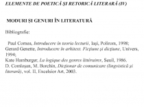 ELEMENTE DE POETICĂ ŞI RETORICĂ LITERARĂ (IV )
MODURI ŞI GENURI ÎN