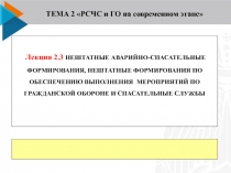 1
Лекция 2.3 НЕШТАТНЫЕ АВАРИЙНО-СПАСАТЕЛЬНЫЕ ФОРМИРОВАНИЯ, НЕШТАТНЫЕ