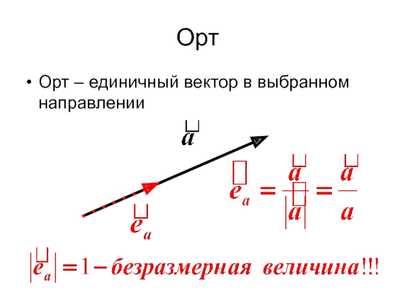 ОртОрт – единичный вектор в выбранном направлении