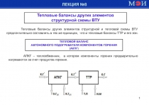 Тепловые балансы других элементов структурной схемы ВТУ