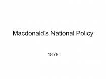 Macdonald’s National Policy