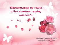 Что в имени твоём, цветок?