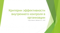 Критерии эффективности внутреннего контроля в организации