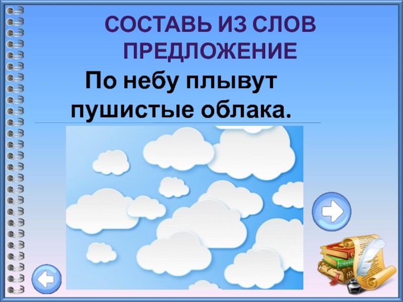 Сегодня по небу плыли необычные облака диктант