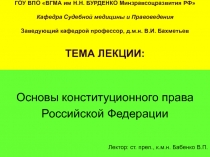 ГОУ ВПО ВГМА им Н.Н. БУРДЕНКО Минзравсоцразвития РФ Кафедра Судебной медицины
