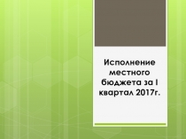 Исполнение местного бюджета за I квартал 2017г