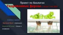 Проект по биологии Гидропонные фермы и когда с них едят