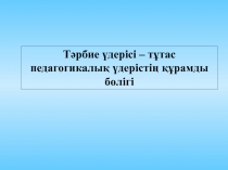 Тәрбие үдерісі – тұтас педагогикалық үдерістің құрамды бөлігі