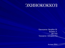 ЭХИНОКОККОЗ О рындаған: Әшірбек Ж. Зікірбек А. 403 ОМ Тексерген: Айгараев Р.Д