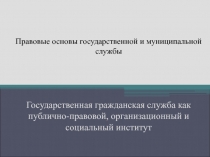 Правовые основы государственной и муниципальной службы