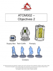 ATOM002 –
Objectives 2
Kit requires painting and assembly. Contents may contain