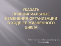 Указать принципиальные изменения организации в ходе ее жизненного цикла