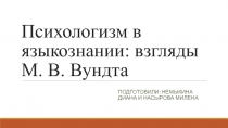 Психологизм в языкознании: взгляды М. В. Вундта