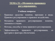 ТЕМА 2 1 : Механизм правового регулирования