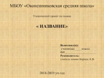 МБОУ Оконешниковская средняя школа
2018-2019 уч.год
Ученический проект по