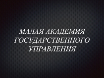 МАЛАЯ АКАДЕМИЯ ГОСУДАРСТВЕННОГО УПРАВЛЕНИЯ