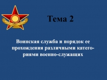 Тема 2
Воинская служба и порядок ее прохождения различными катего-риями