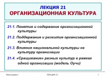 ЛЕКЦИЯ 21 ОРГАНИЗАЦИОННАЯ КУЛЬТУРА